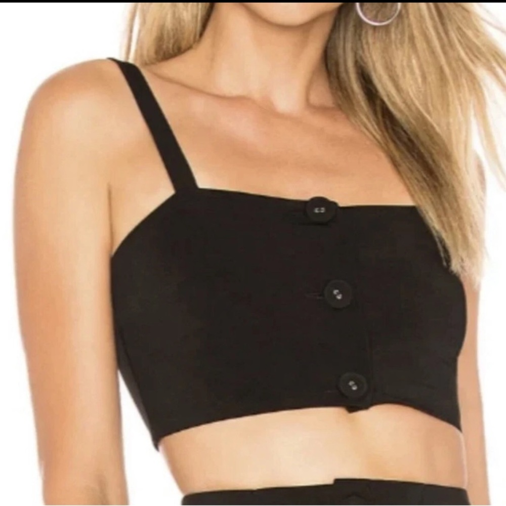 H:OURS (Revolve) Black Button Front Cropped Tank Size S